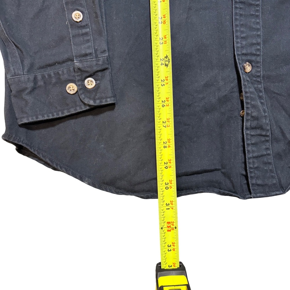 Carhartt Button Down Shirt Mens L Navy Blue Heavy Cotton Twill Workwear Long Slv - Picture 7 of 9